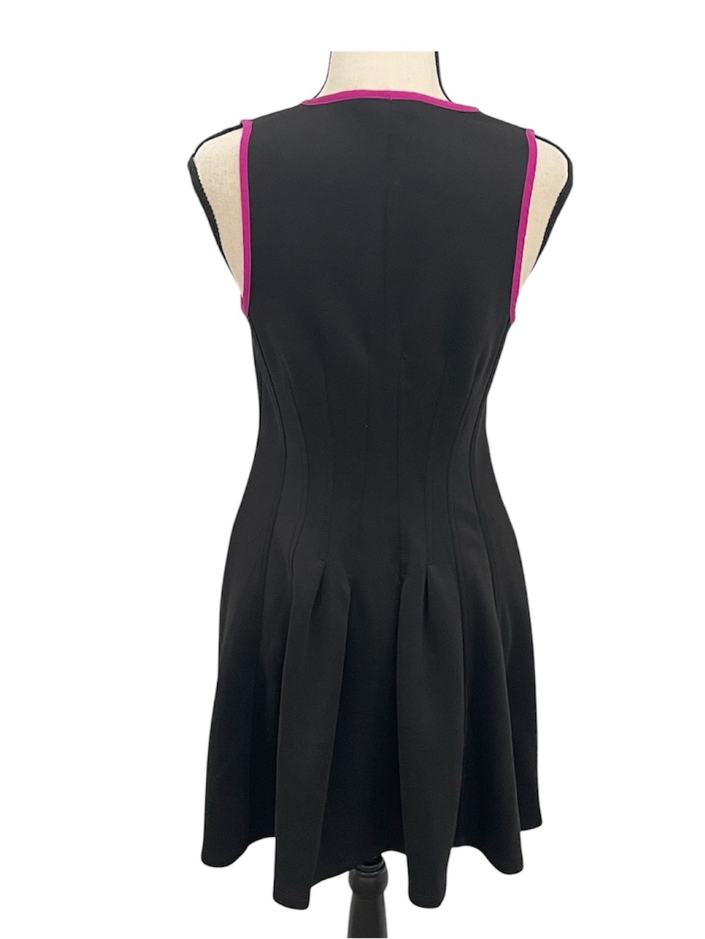 Betsey Johnson | Black w/pink trim Scuba Zip Front Dress Sz 2 - Picture 4 of 10